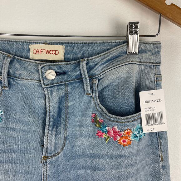 Driftwood Kelly Floral Embroidered Peace Sign Bootcut Jeans Women's 27x33 - Picture 4 of 11